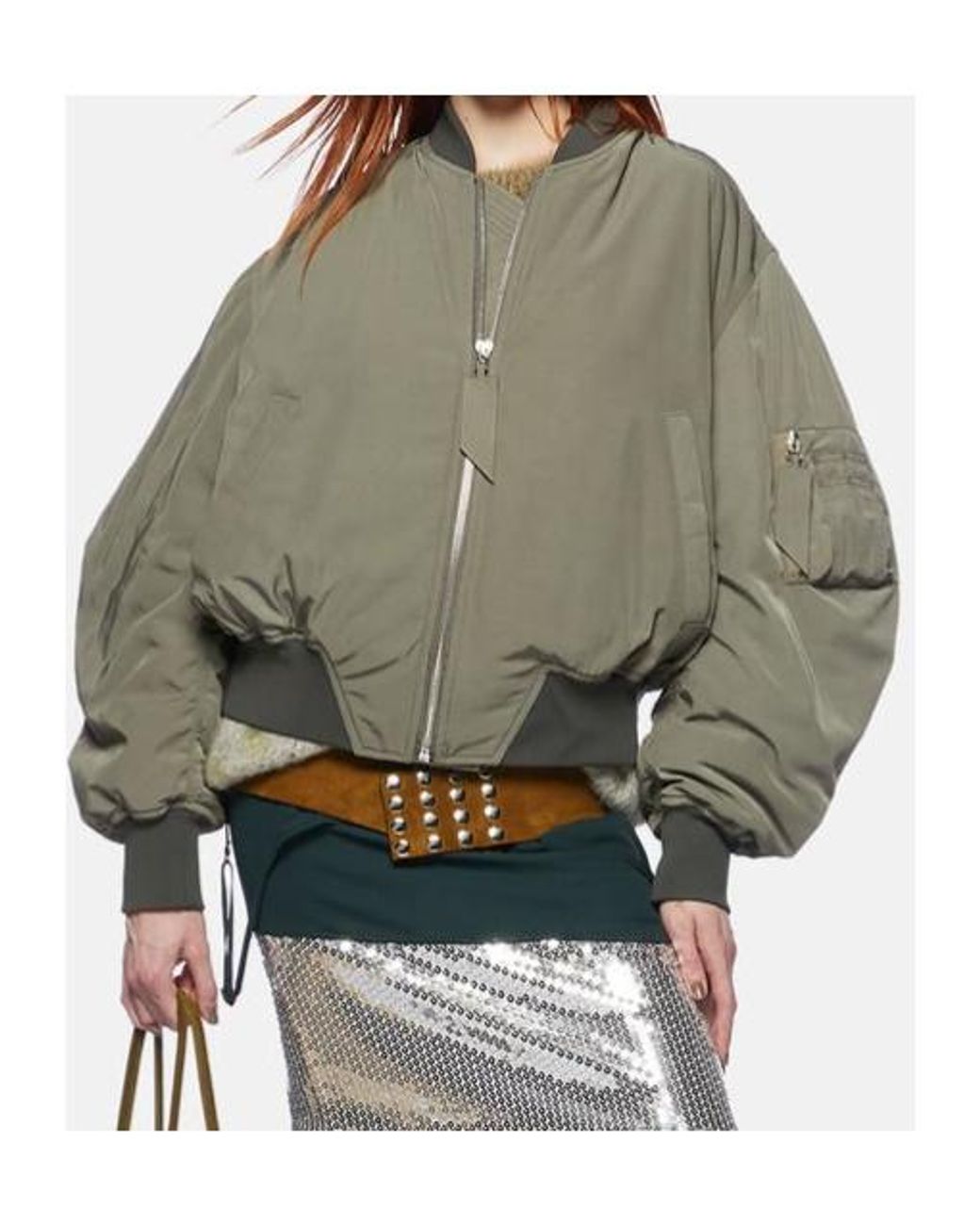 The Attico Green The Anja Zipped Bomber Jacket