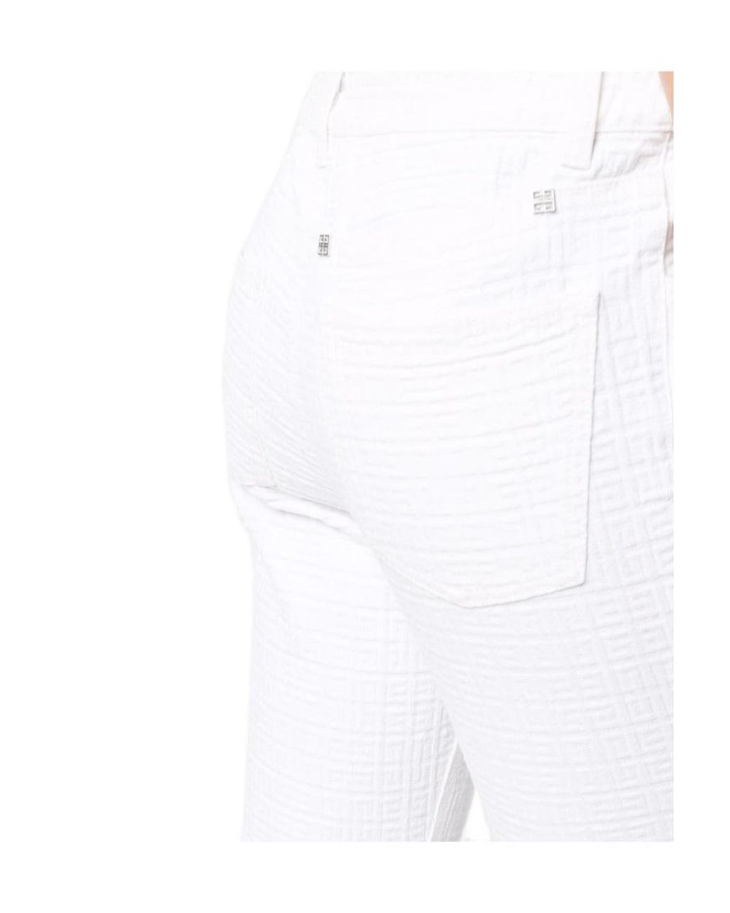 Givenchy White Slim-Cut 4G-Motif Trousers
