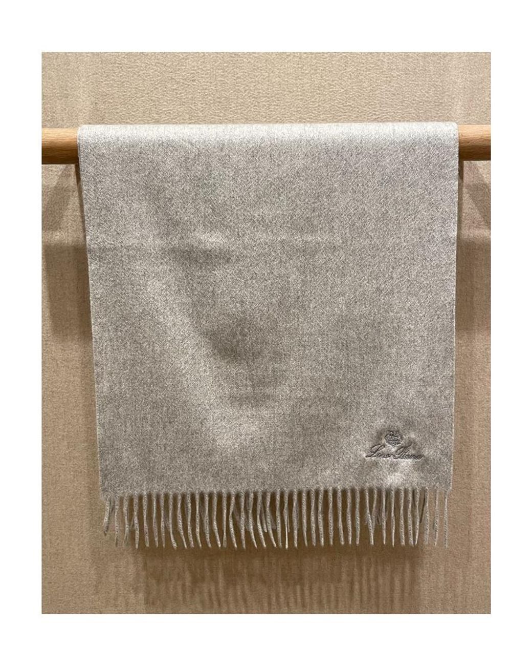 Loro Piana Gray Grande Unita Fringed-Edge Scarf for men