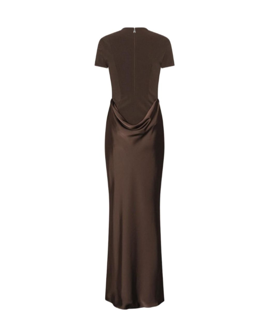 ROTATE BIRGER CHRISTENSEN Brown Capsleeve Draped Maxi Dark