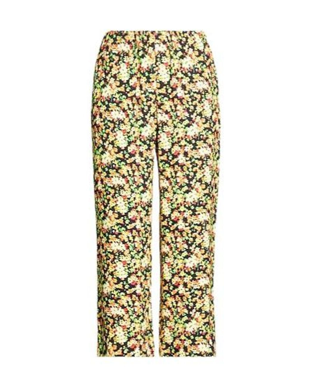 Marni Metallic Floral Print Wide Leg Pants
