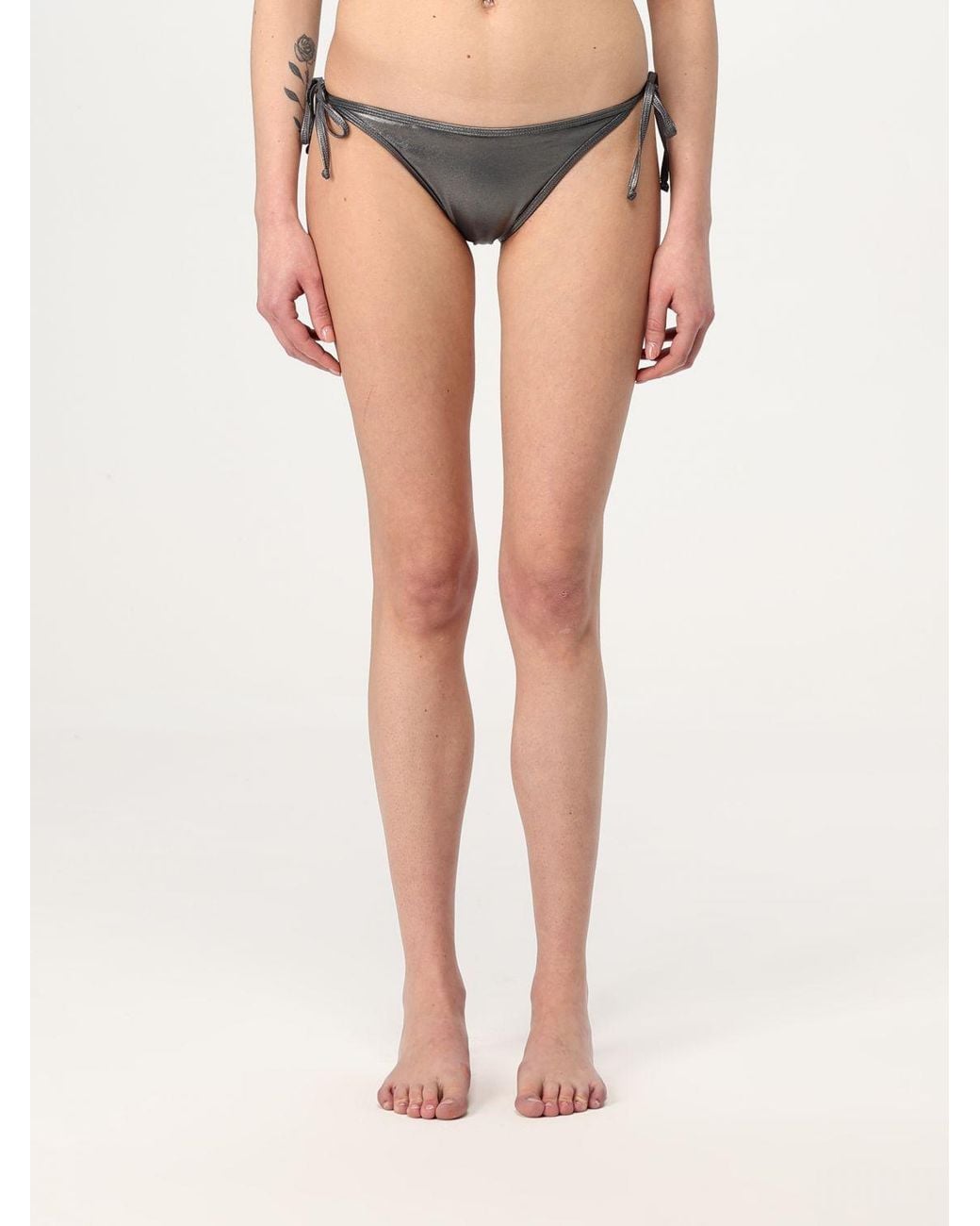 DIESEL Gray Oval-D Self-Tied Bikini Bottoms