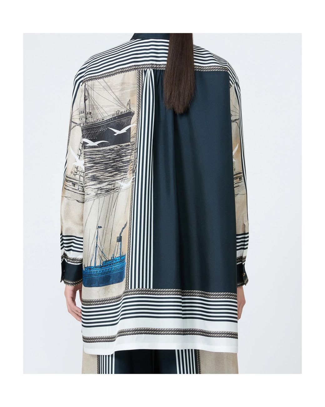 Max Mara White Printed Long-Sleeved Shirt