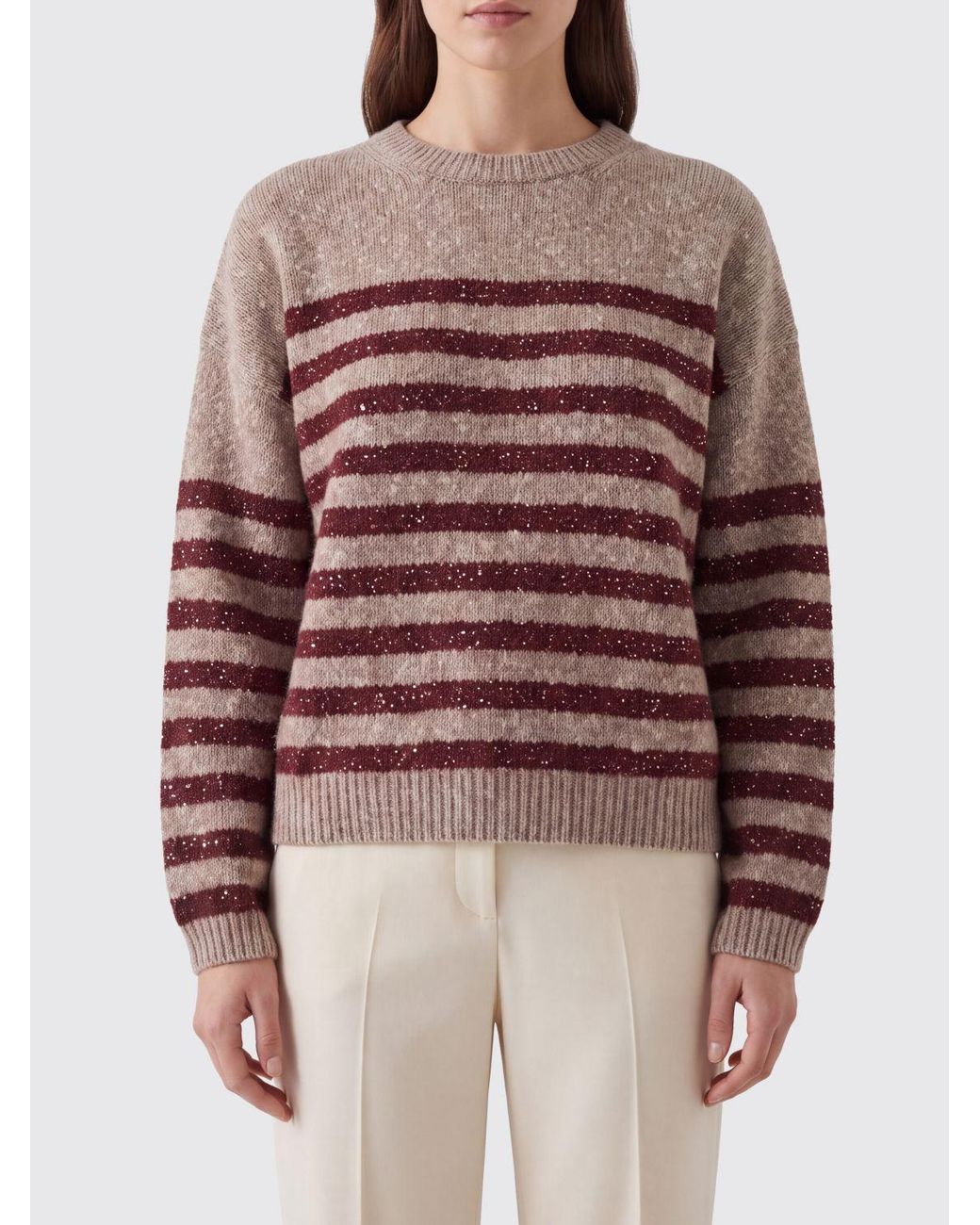Brunello Cucinelli Brown Dazzling Stripes Jumper