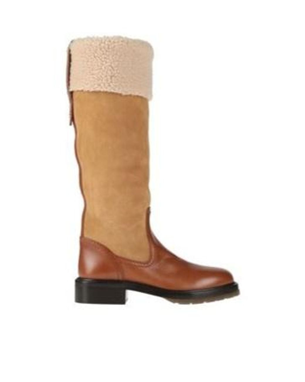 Chloé Brown Color-Block Block-Heel Ankle Boots