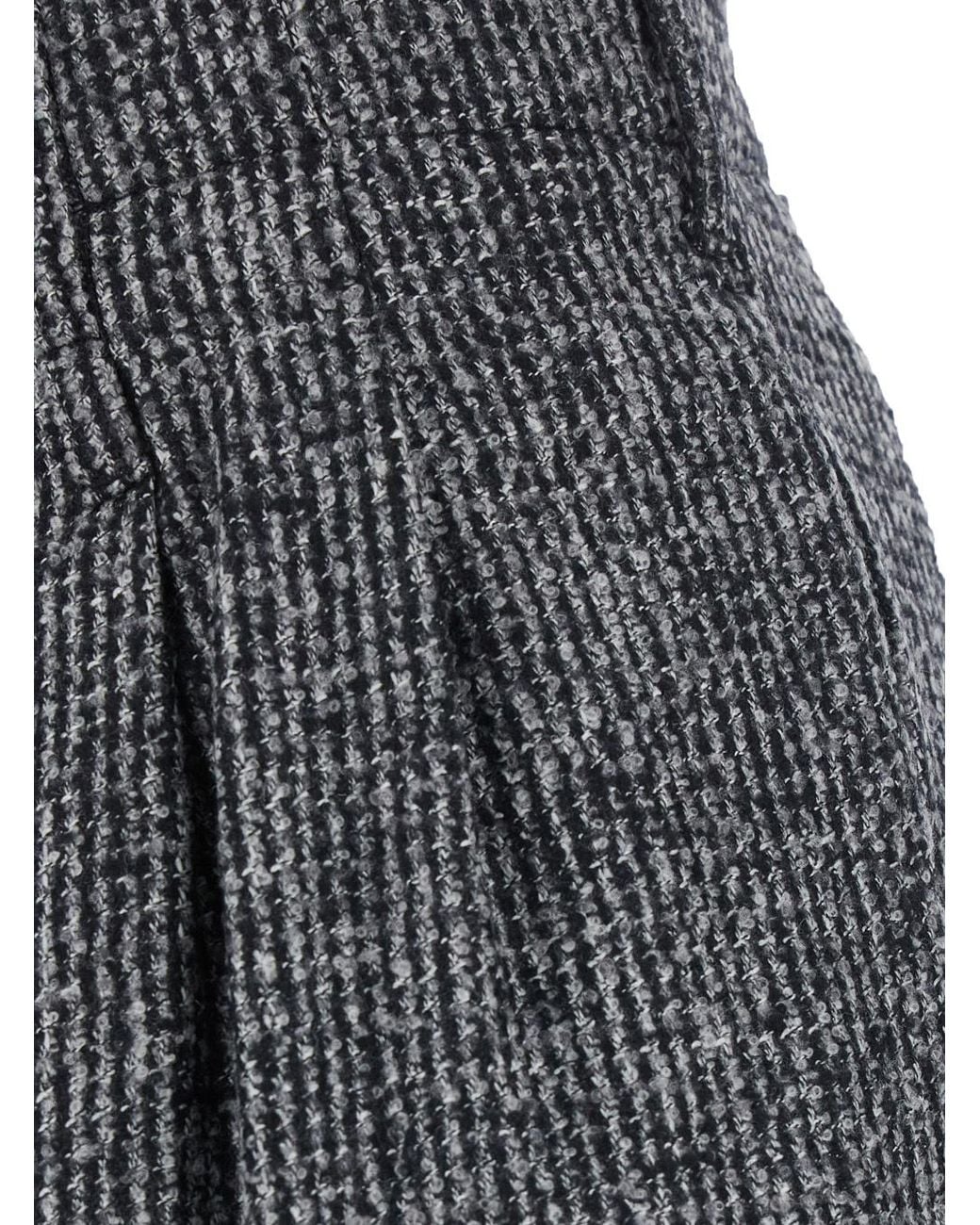 Emporio Armani Gray Patterned Pleated Trousers for men