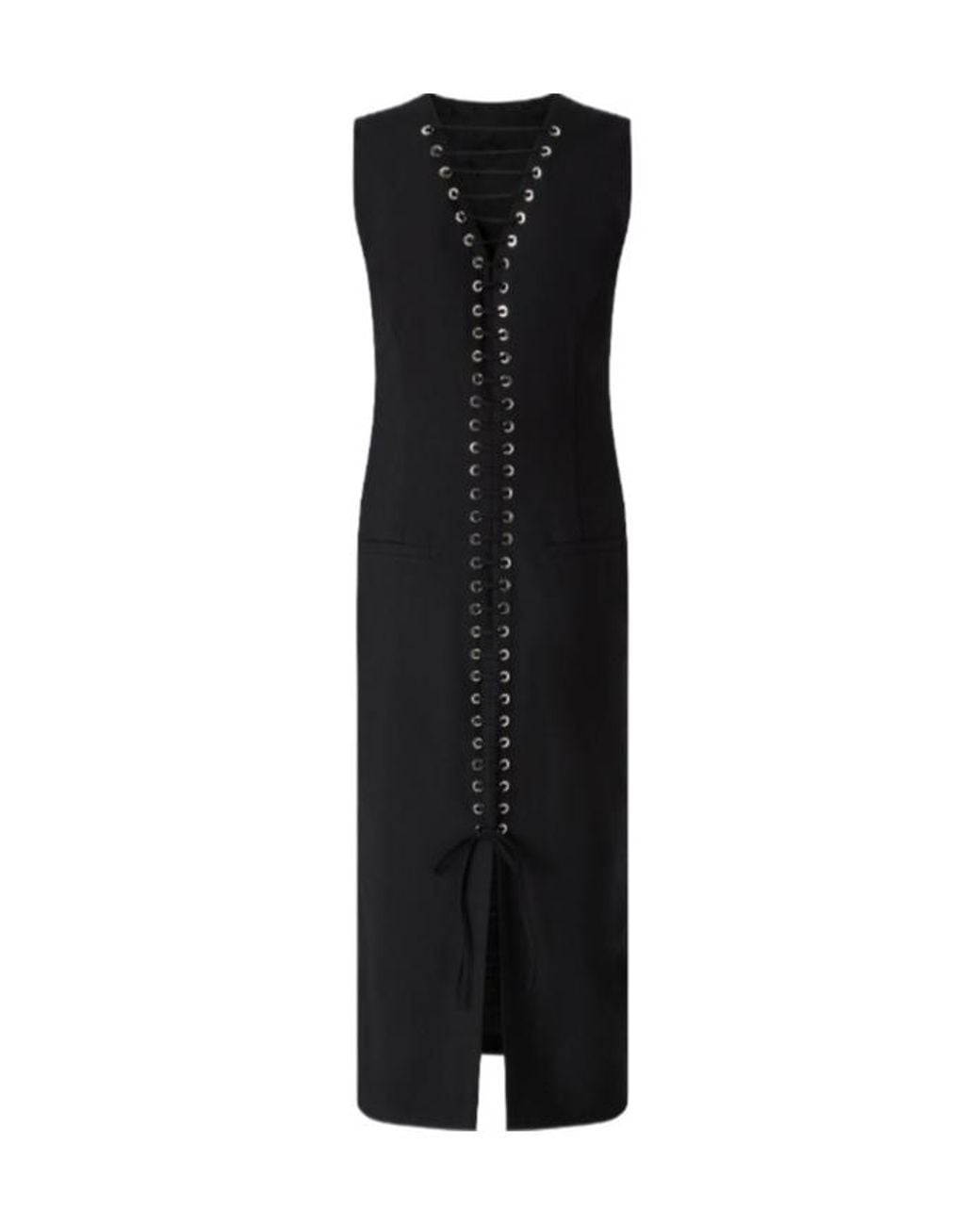 Pinko Black Lace-Up Midi Dress