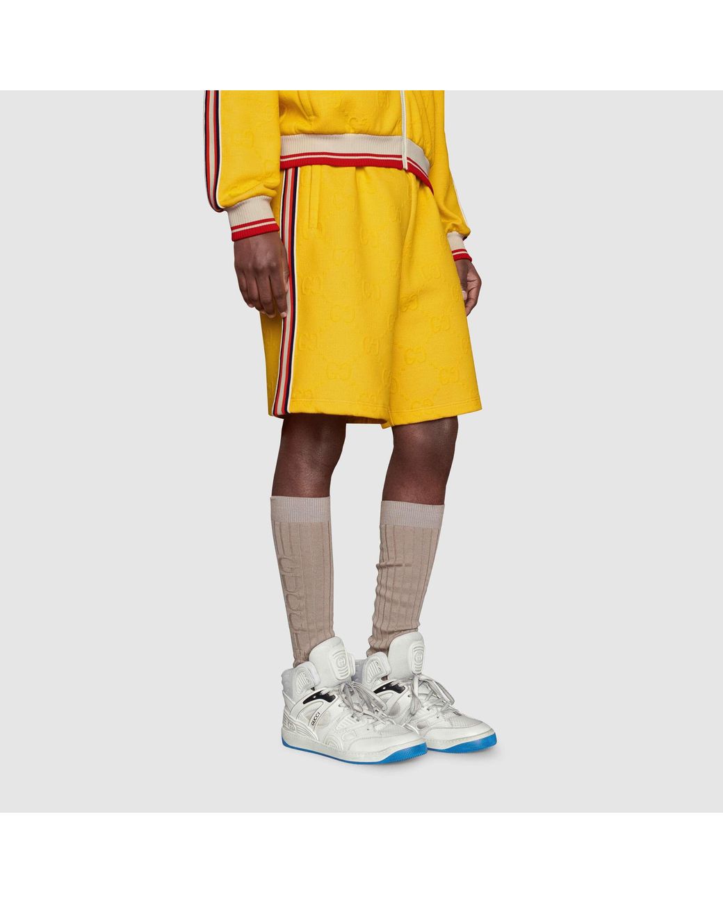 Gucci White Interlocking G Patch Basket Sneakers for men