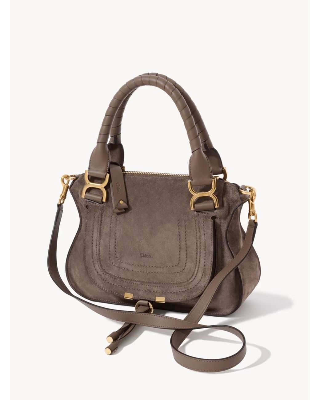 Chloé Brown Chloé Marcie Small Suede Shoulder Bag