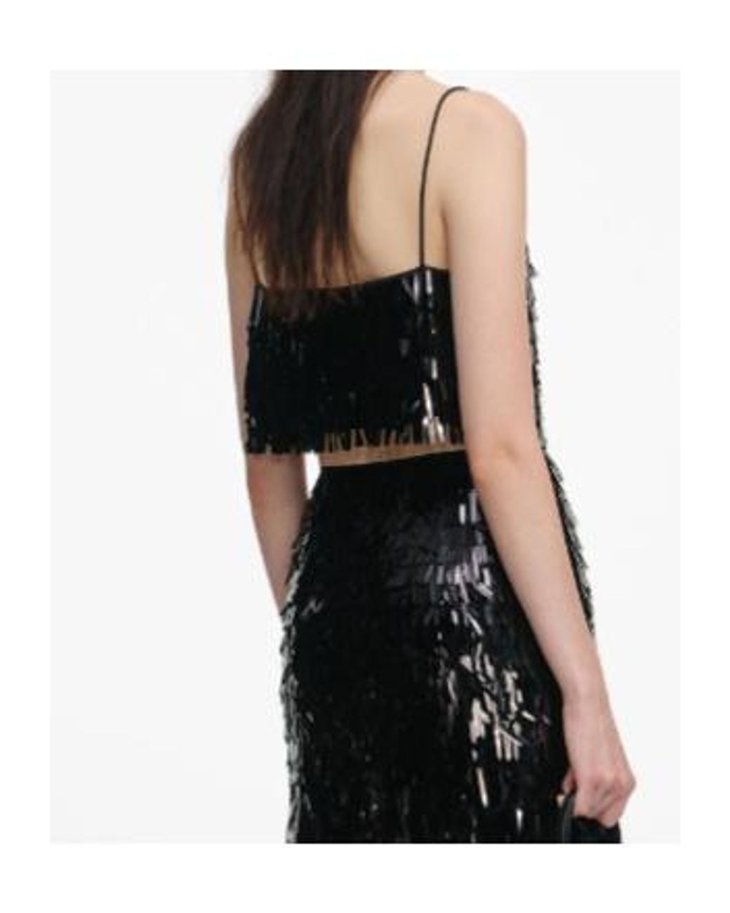 Self-Portrait Black Sequin-Embellished Top