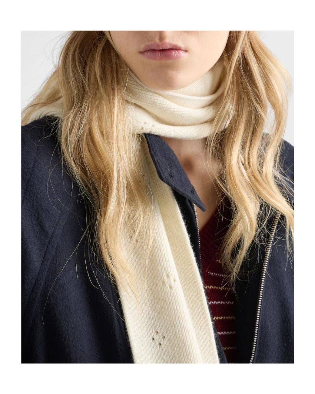Prada White Cashmere Scarf