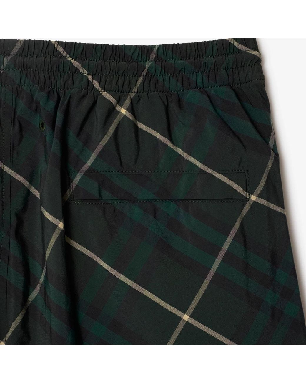 Burberry Green Check-Print Drawstring Swim Shorts for men