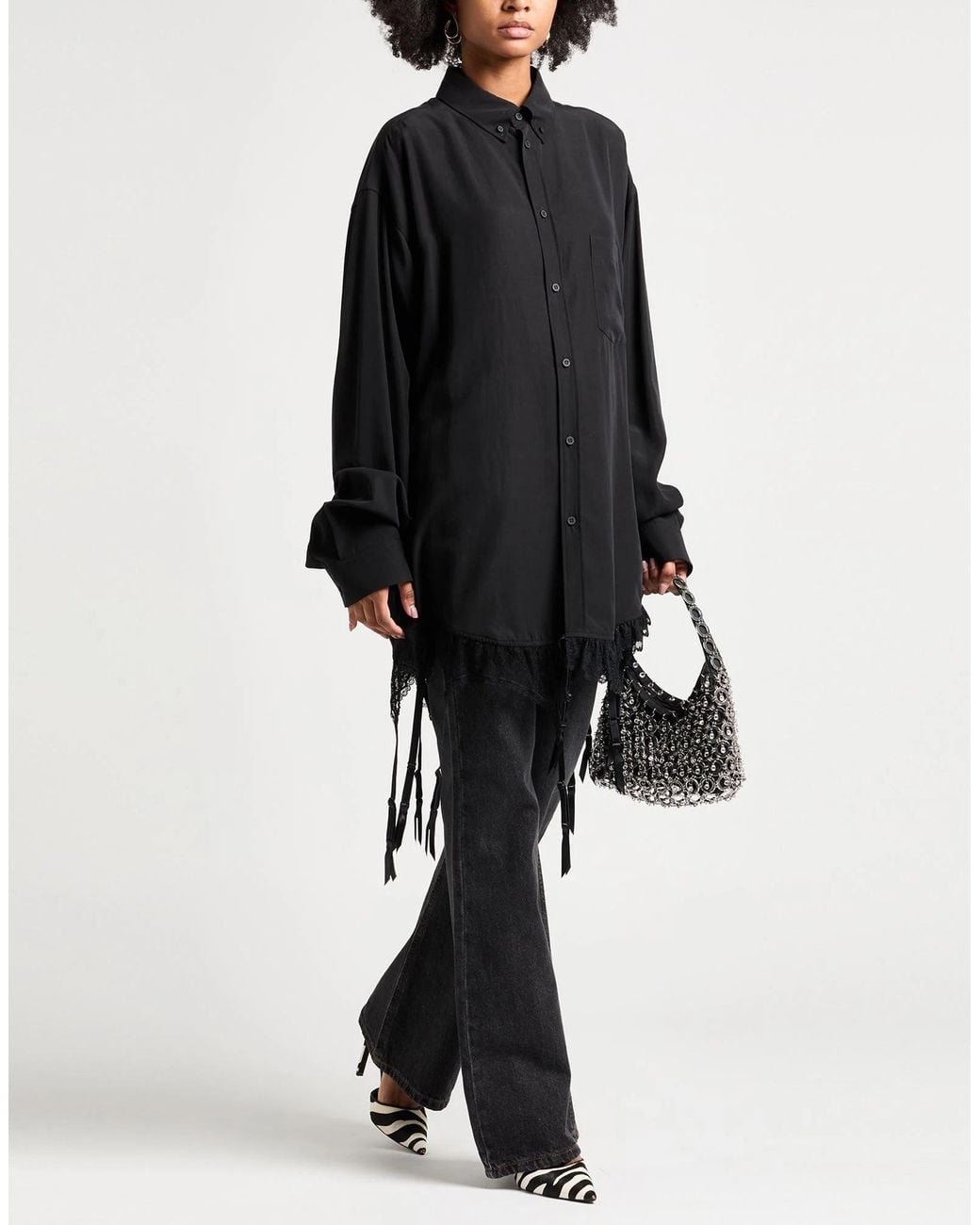 Balenciaga Black Long-Sleeve Solid Color Shirt