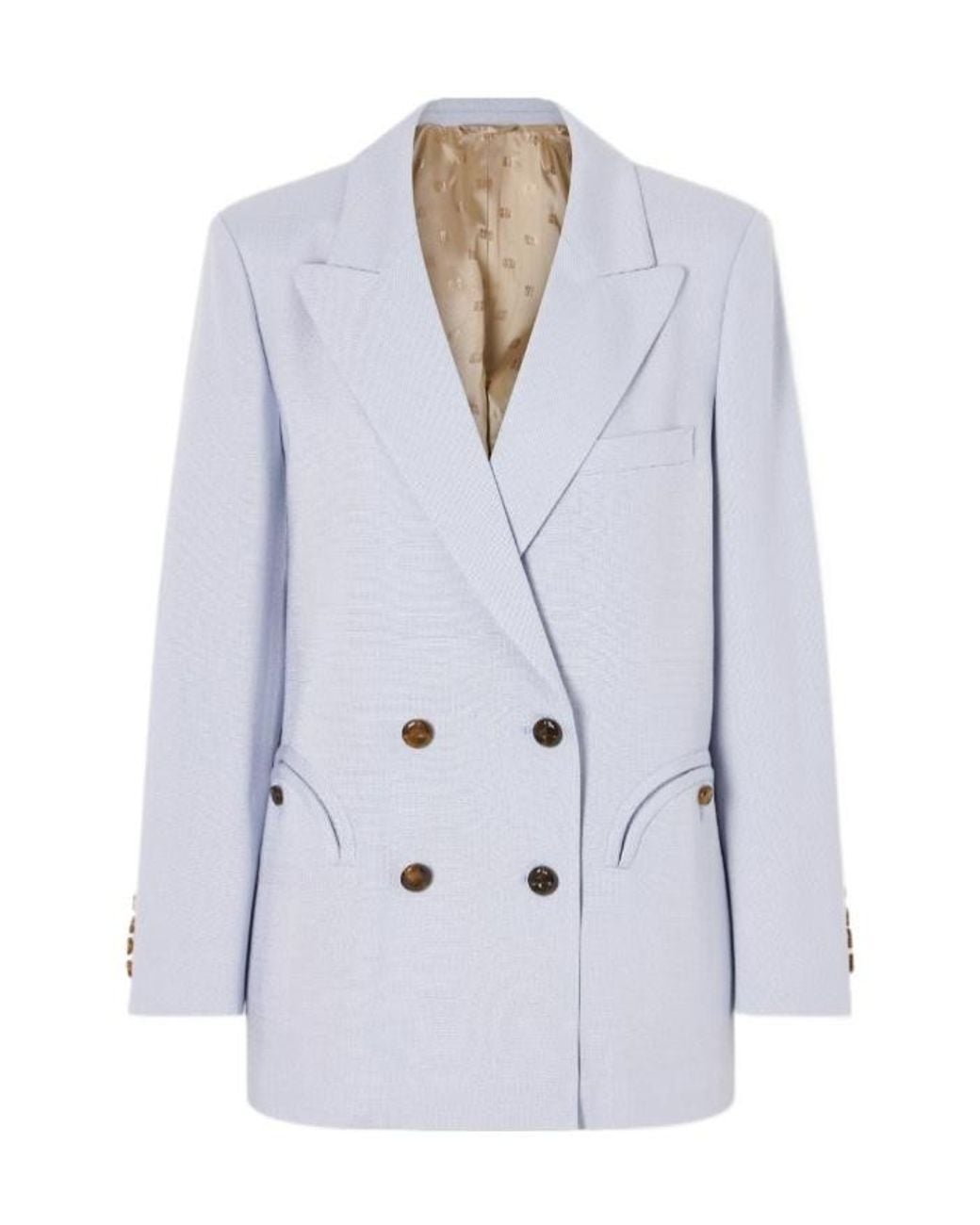 Blazé Milano White Double-Breasted Woven Blazer