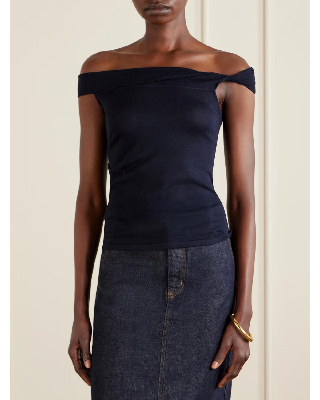 arch4 Blue Off-Shoulder Top