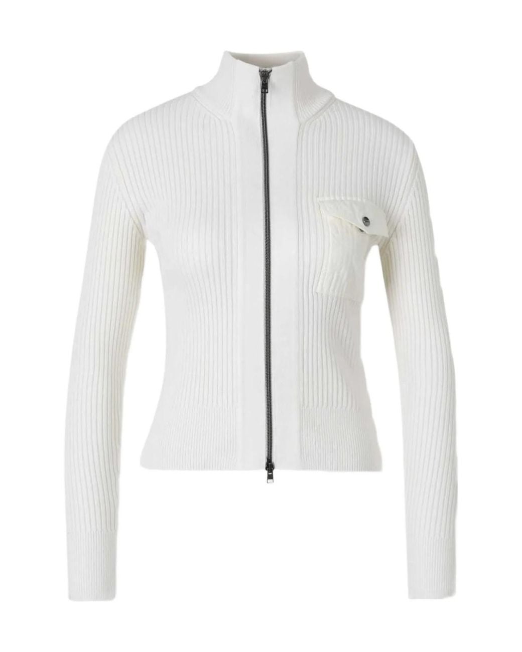 Herno White Zip-Up Knitted Cardigan