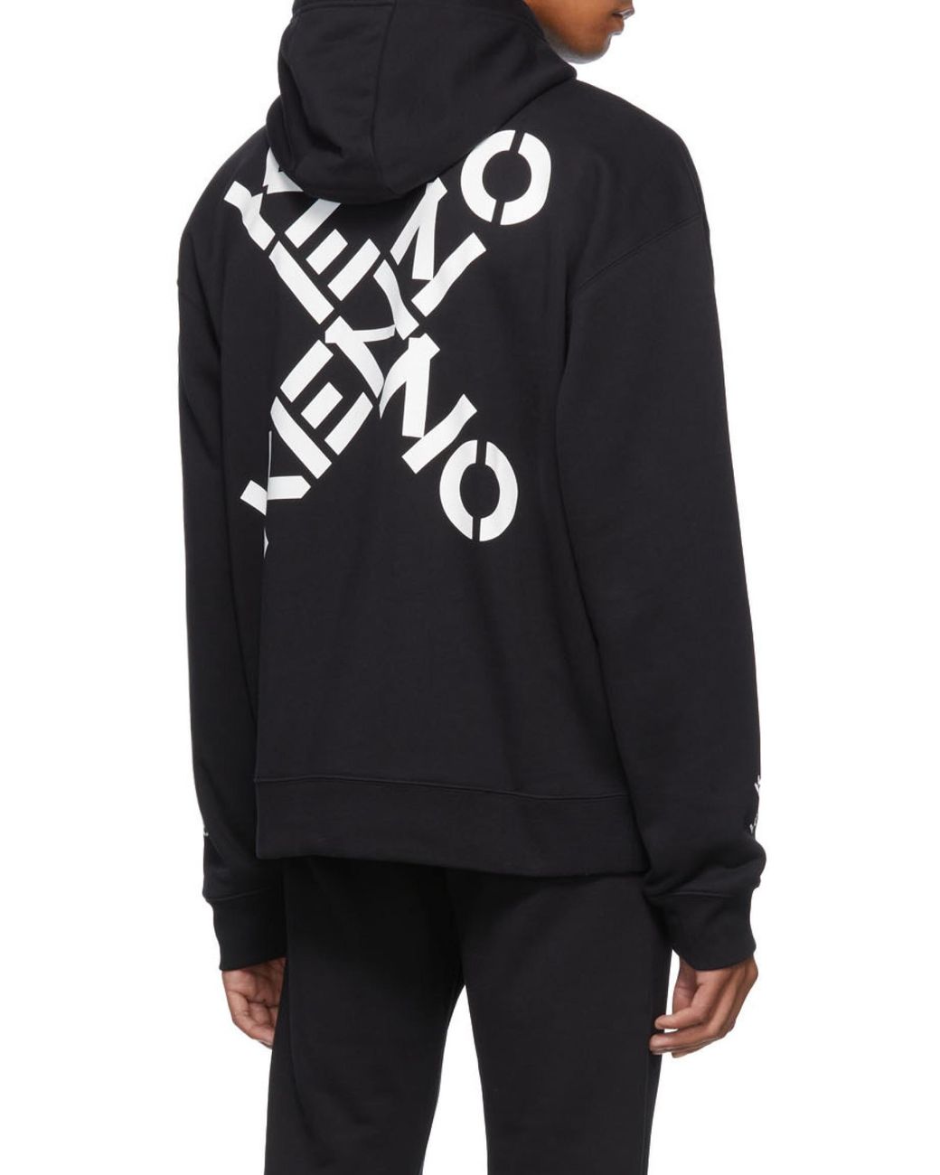 KENZO Black Logo-Print Hoodie for men