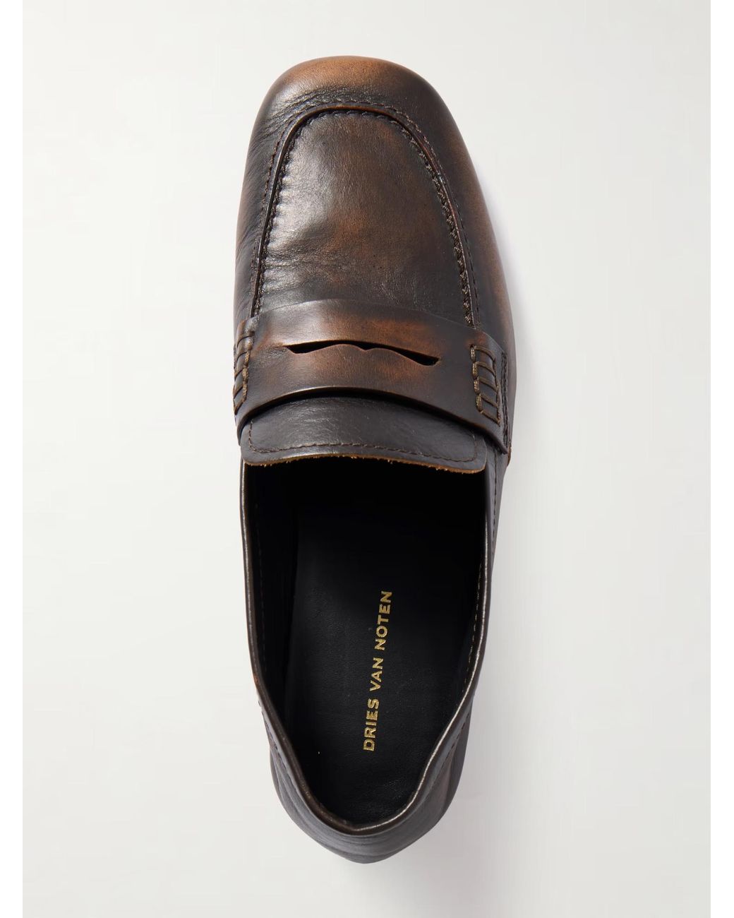 Dries Van Noten Black Block Heel Penny Loafers
