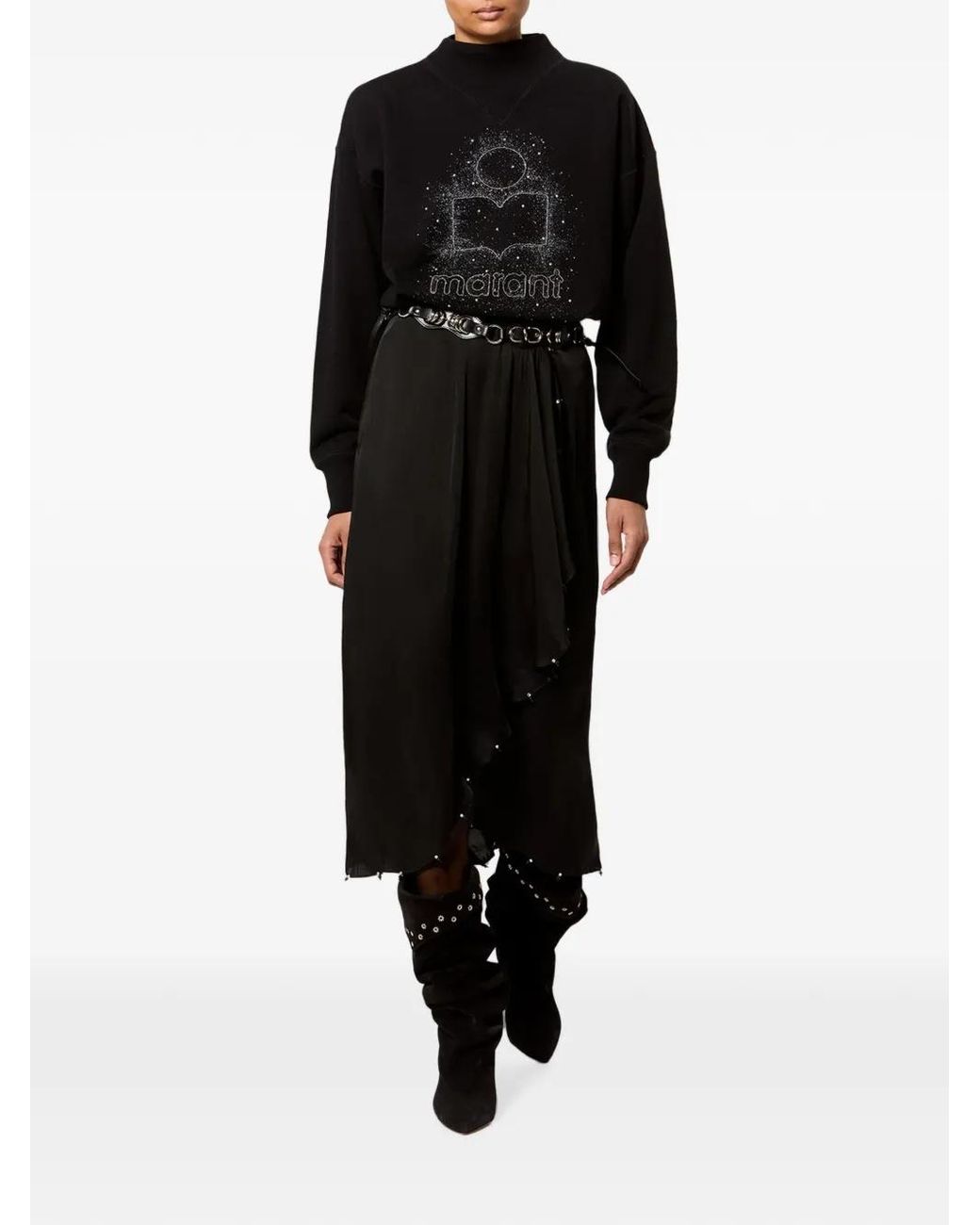 Isabel Marant Black Isabel Marant Étoile Vanille Beaded Wrap Midi Skirt