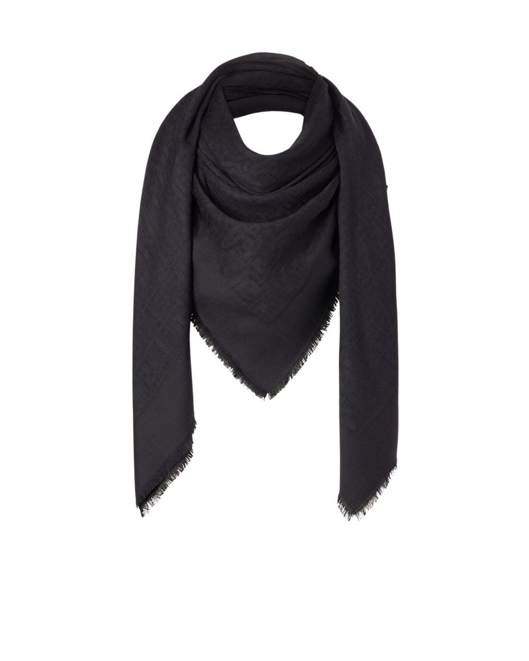 Fendi Black Ff Signature Fringed Shawl