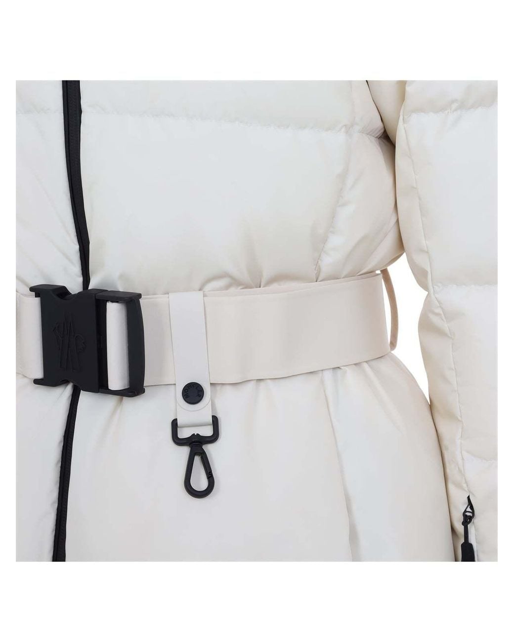 Moncler White Grenoble Bouquetin Belted Hooded Ski Jacket