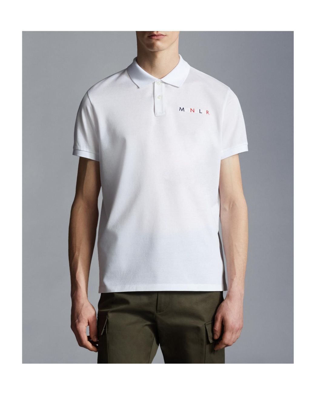 Moncler White Logo-Embroidered Polo Shirt for men