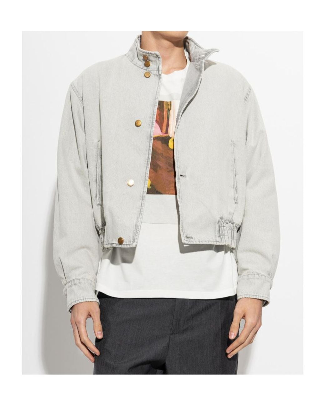 Jil Sander White Long-Sleeve Stand-Collar Jacket for men