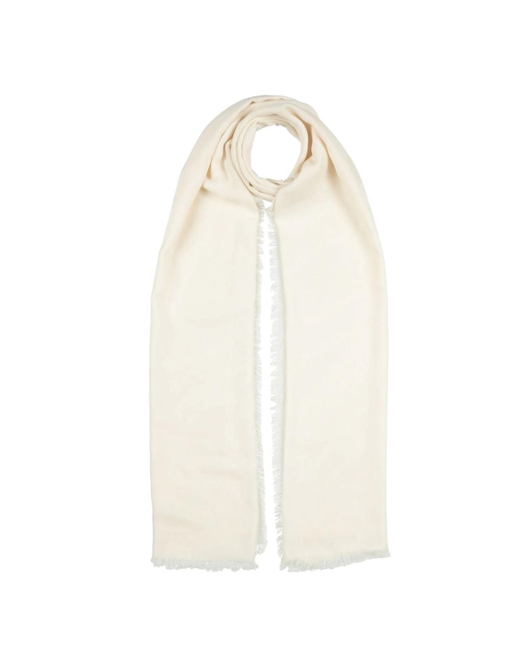 Max Mara White Solid-Colored Tassel Scarf