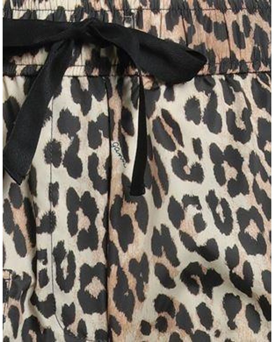 Ganni Gray Leopard-Print Cargo Trousers