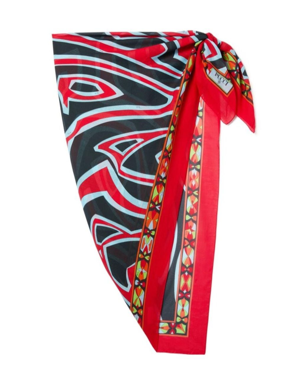 Emilio Pucci Red Labirinto Print Cotton Sarong
