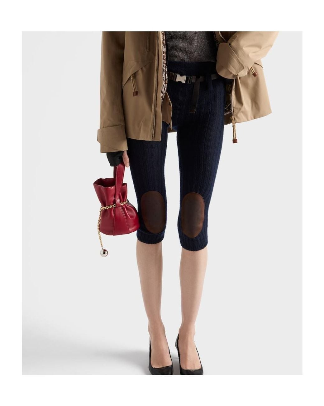 Prada Blue Wool And Cashmere Leggings