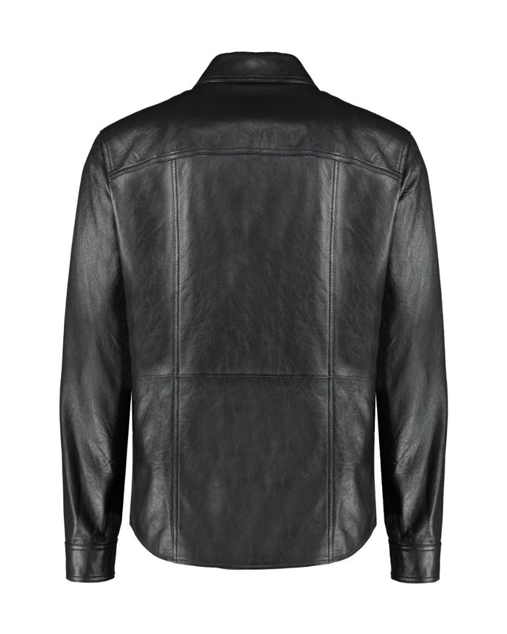 Dolce & Gabbana Black Button-Up Leather Shirt for men