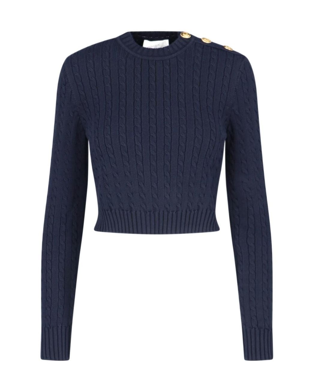 Chloé Blue Chloé Buttoned-Detail Knitted Jumper