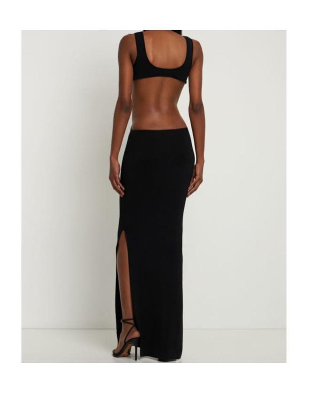 AYA MUSE Black Long Viscose Satin Dress