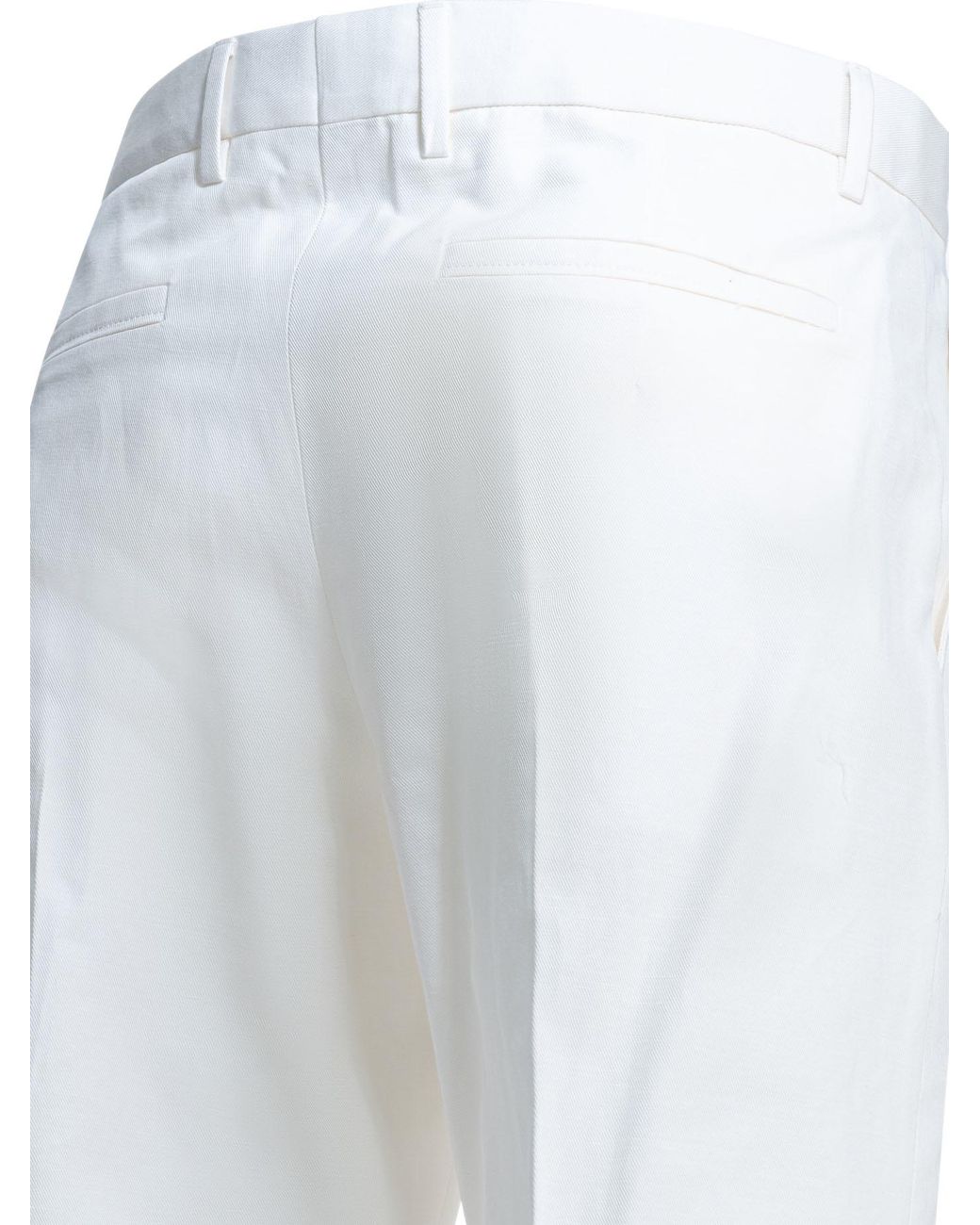 Zegna White Pleated Slim Pants for men