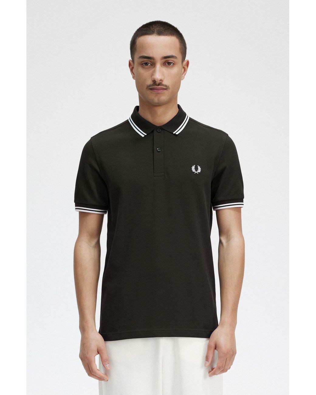 Fred Perry Black M3600 Twin Tipped Polo Shirt for men