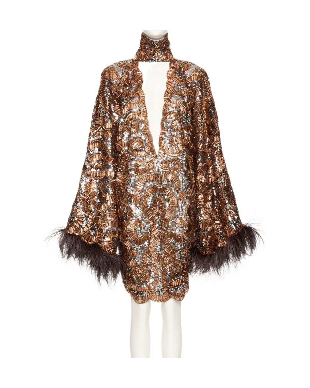 Valentino Brown Long-Sleeved Dress