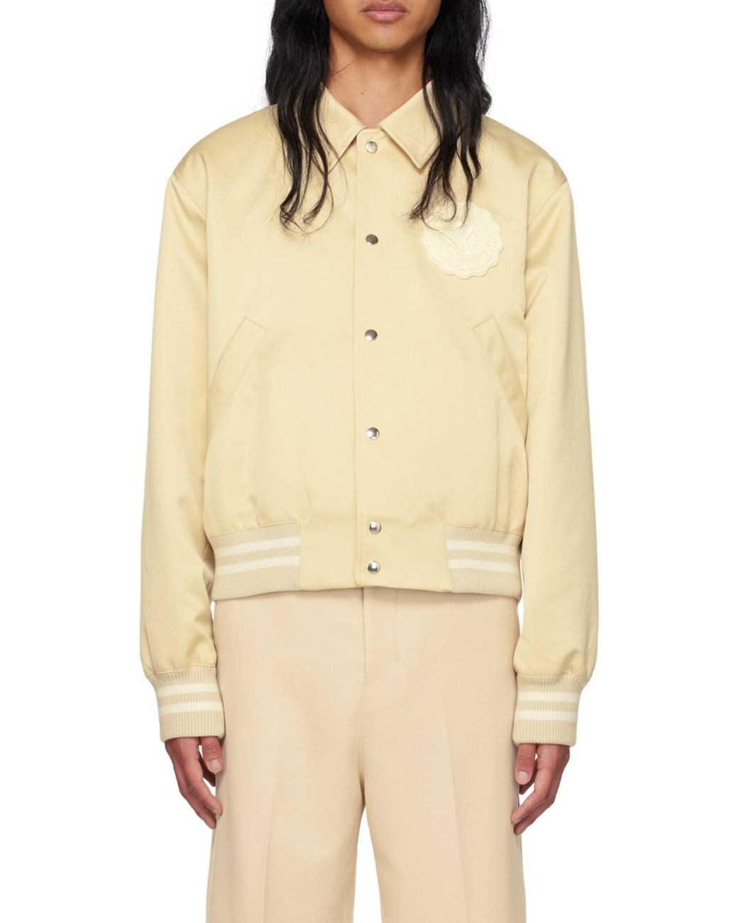 AMI Natural Logo Patch Varsity Jacket for men