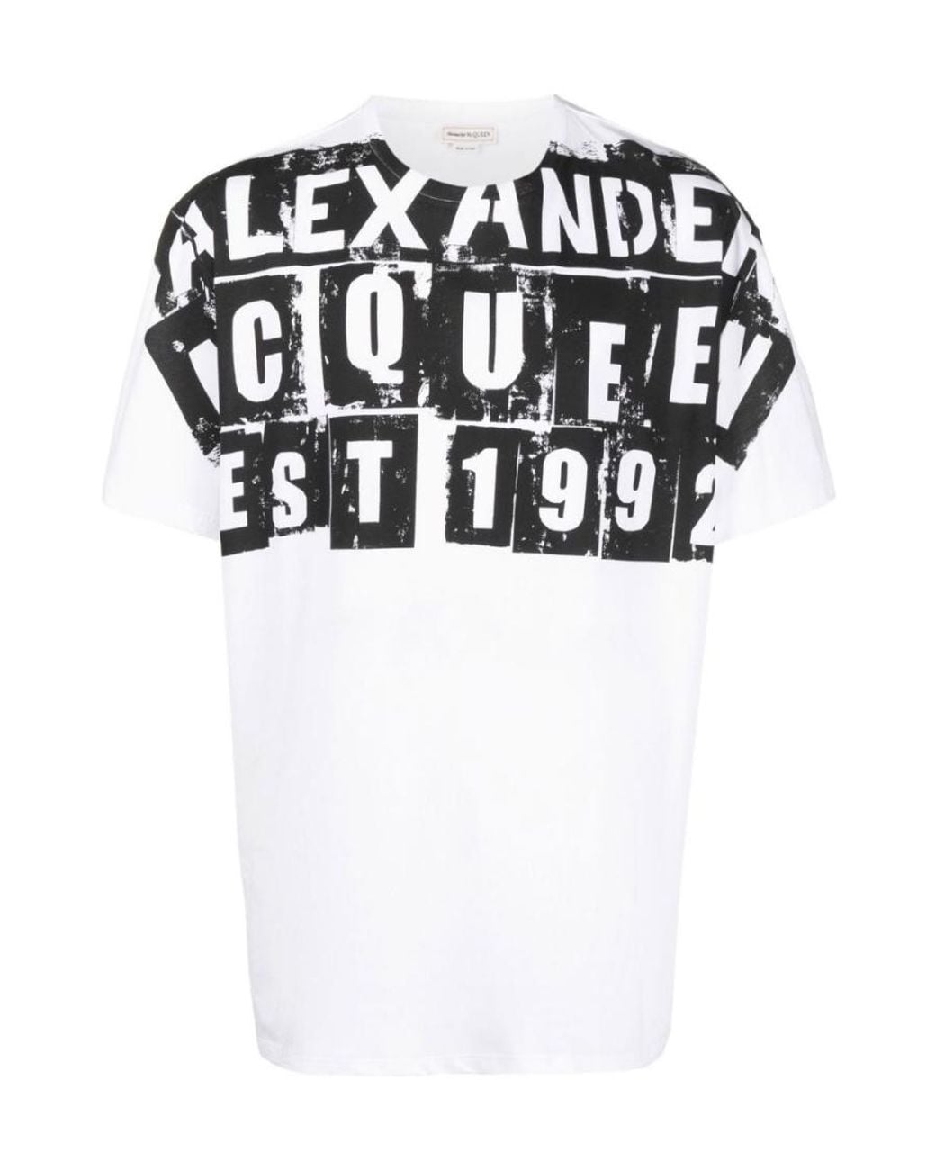 McQueen Black Logo Printed Crewneck T-Shirt for men