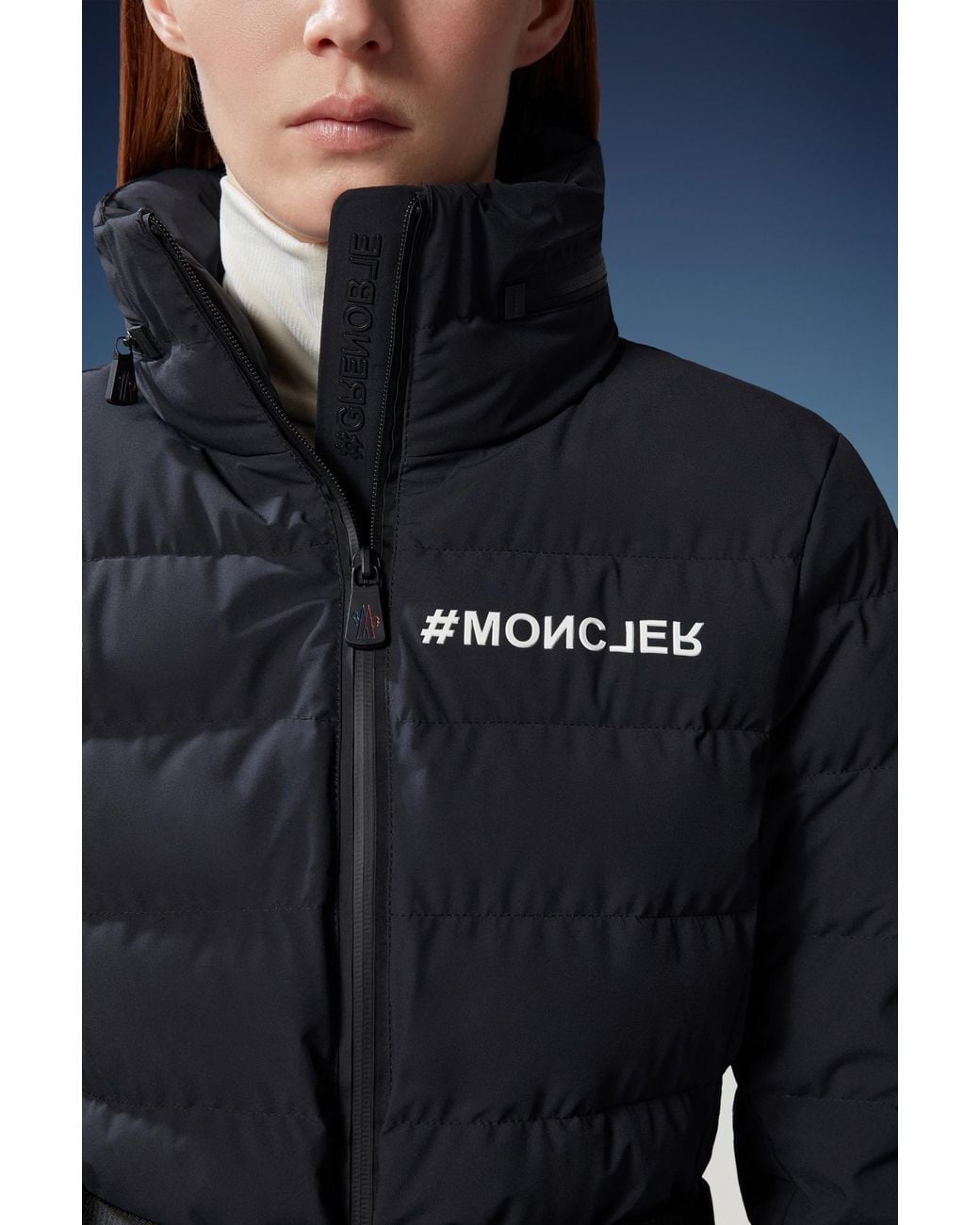 Moncler Black Grenoble Logo Printed Long-Sleeved Jacket