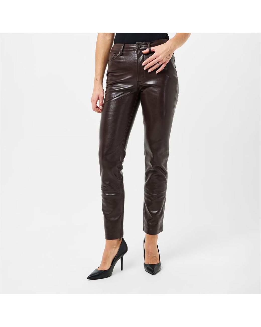 Anine Bing Brown Leather Trousers
