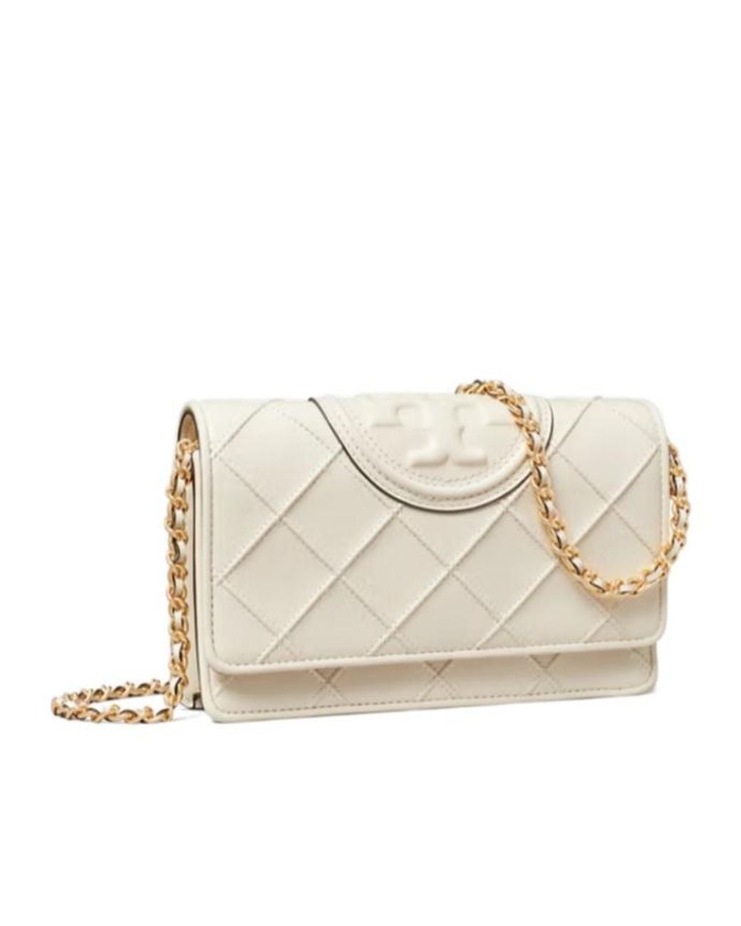 Tory Burch Natural Quilted Chain Wallet