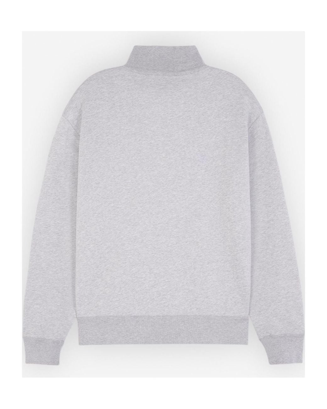 Maison Kitsuné White Maison Kitsuné Fox Head Patch Half-Zip Sweatshirt for men
