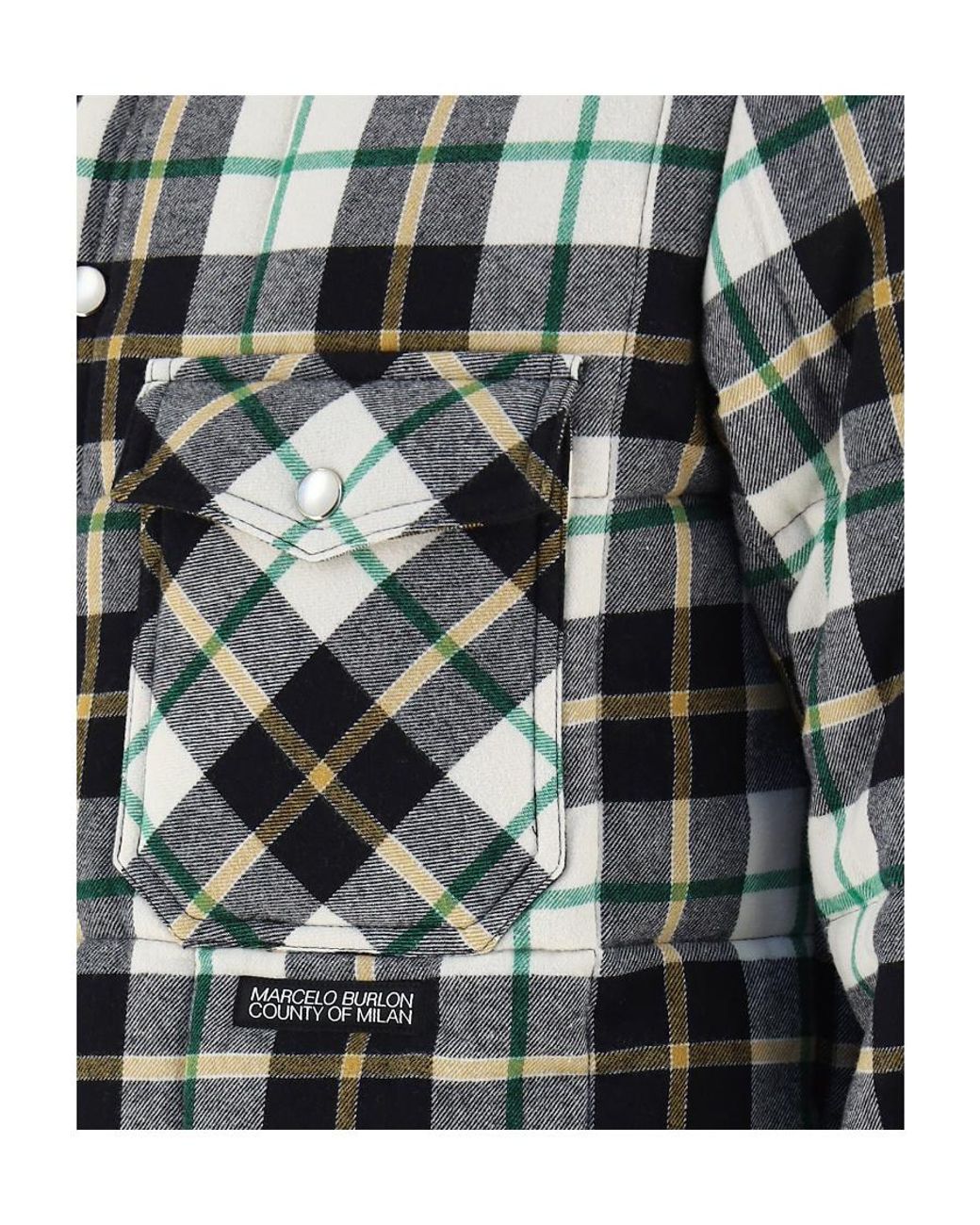Marcelo Burlon White County Of Milan Padded Pocket Checked Shirt for men