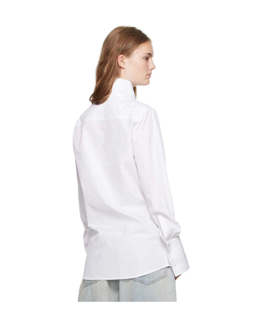 we11done White High-Neck Collar Shirt