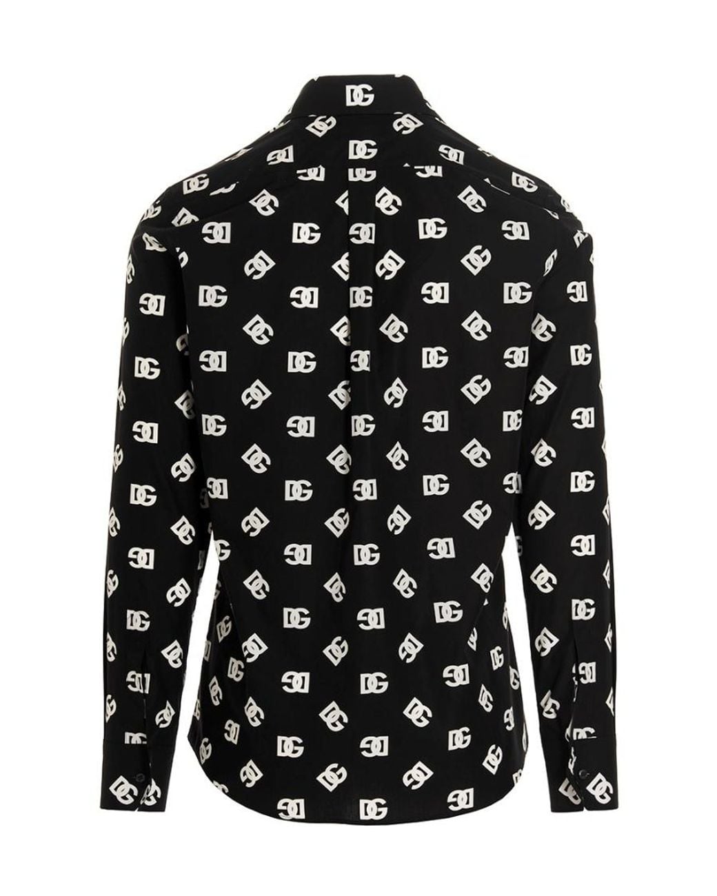 Dolce & Gabbana Black Allover Dg Printed Buttoned Shirt for men