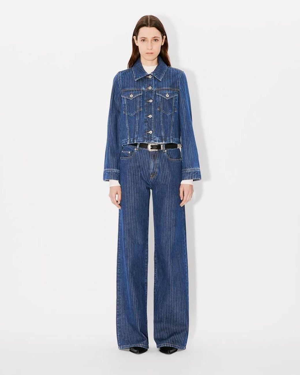 KENZO Blue Button-Up Denim Trucker Jacket for men