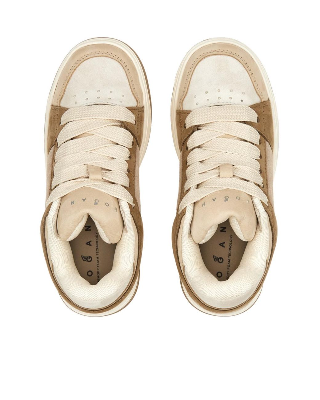 Hogan Natural Round-Toe Lace-Up Sneakers