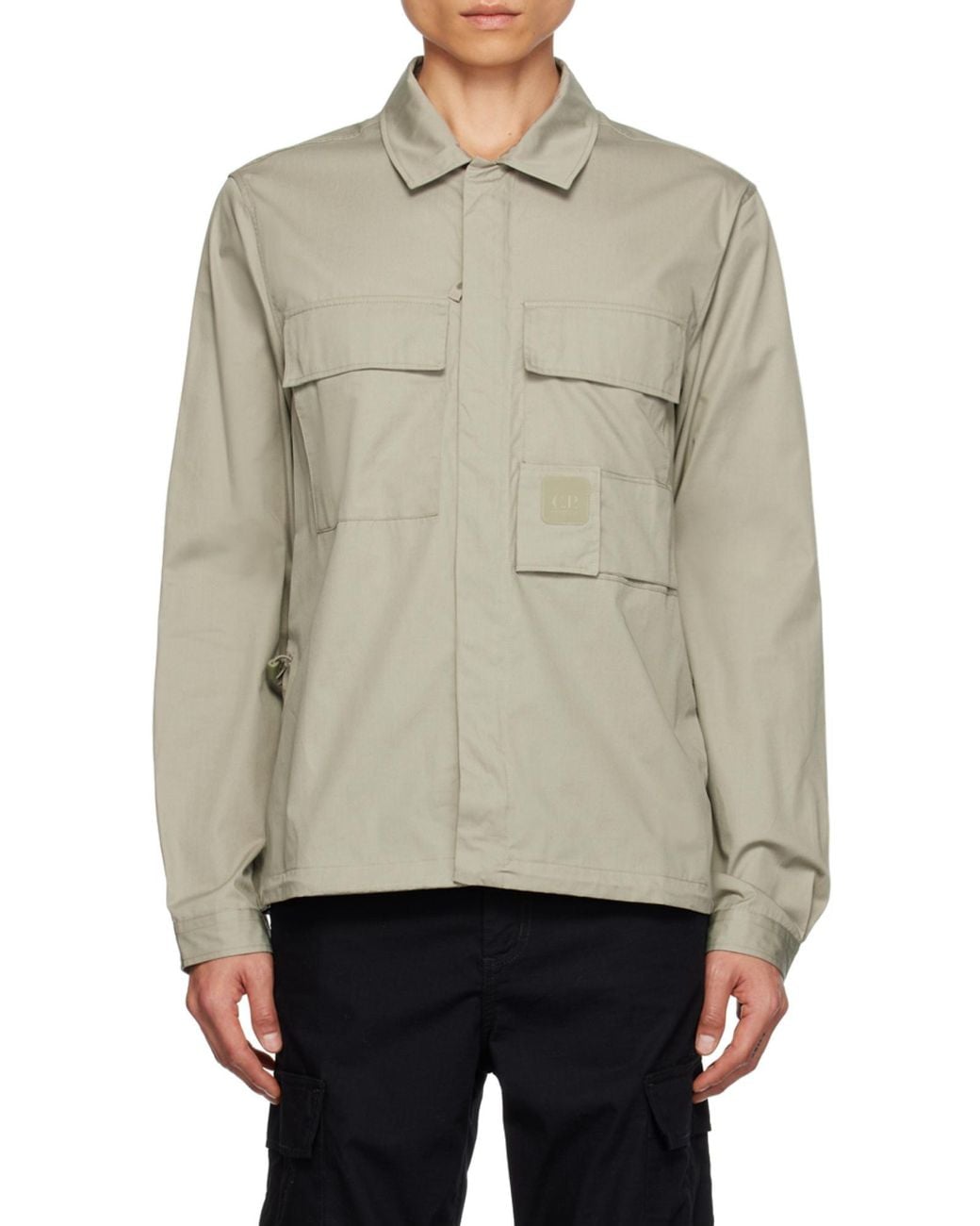 C P Company Gray Zip-Up Cotton Shirt for men