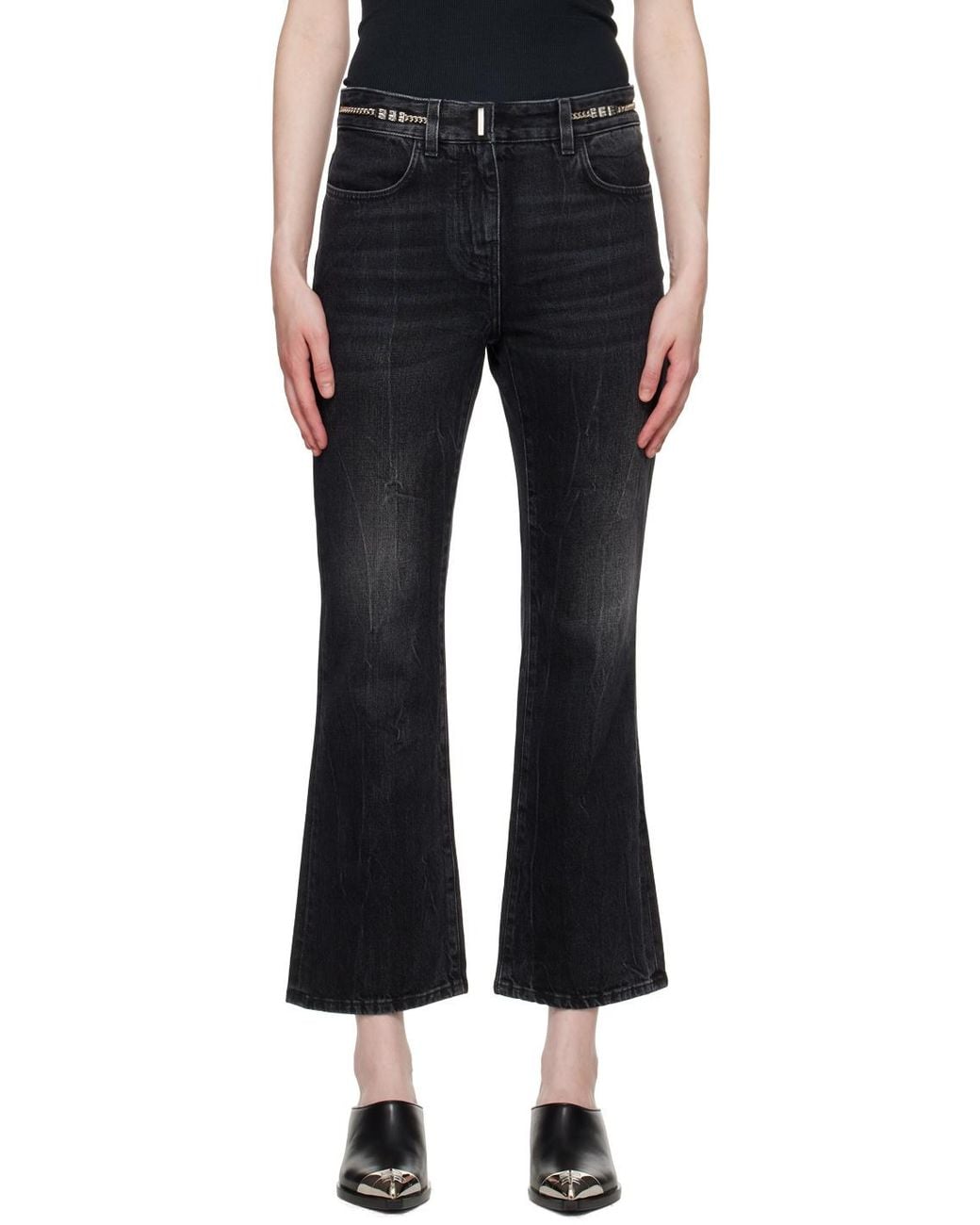 Givenchy Black Chain Detailed Bootcut Jeans